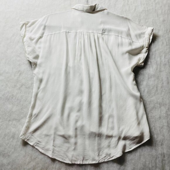 NWT Sim & Sam Womens White High Low Hem Patch Pocket Button Up Shirt Size XL - Picture 2 of 7